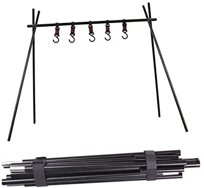 INOOMP Hängegestell Aus Aluminiumlegierung Dreieckiges Reisegestell Für Außenbereich Picknick-Organizer Mit Haken Zum Aufhängen Von Töpfen Pfannen Und Werkzeug