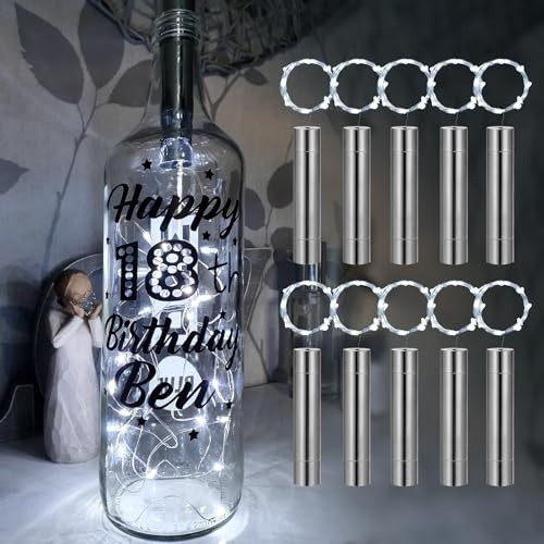 TINYOUTH 10PCS Korken mit LED Lichterkette Kaltweiß, 2M/78.74in 20LED 2M/78.74in 20LED Flaschenlicht Immer Beleuchten, Weinflaschen Korkenlicht AA Batterie für Party Hochzeit Weihnachten