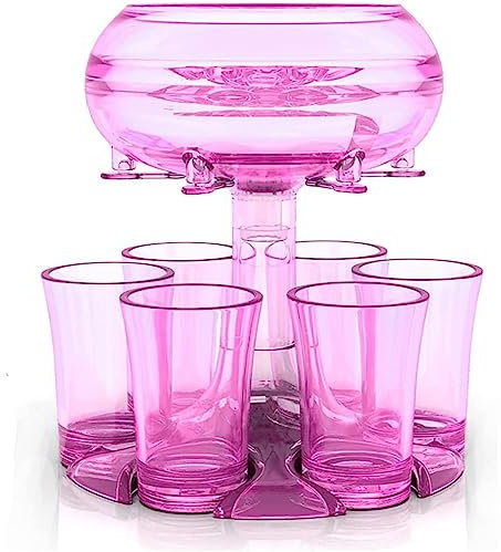 Acrylic Shot Glasses Dispenser, 6 Shot Glass Dispenser and Holder for Liquid Fun Drinking in College, Camping, 21st Birthday Home Parties purple