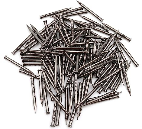 Design61 100 clavos de acero para rodapiés, 2,0 x 25 mm, cabeza plana, cabeza avellanada, en blanco