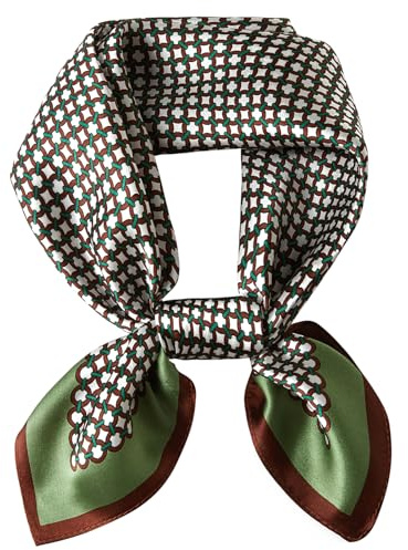 WUZININGLE Halstuch aus 100% Maulbeerseide, 53,3 x 53,3 cm, Seidenhaar, Kopftuch für Damen und Herren, leicht, quadratisch, Seidentuch, klein, Klassisches Kreis-Grün, 21x 21 inches