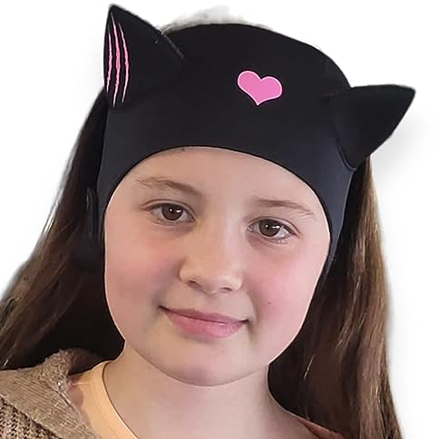 Horend Goed Schwimmstirnband schwarz mit Katze Ohren - 58 cm