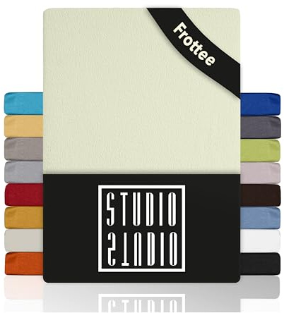 STUDIO Basic Frottee Spannbettlaken 90x200cm – weiches Frottee-Spannbetttuch aus 80 % Baumwolle & 20 % Polyester – Schnee – Öko-Tex Zertifiziert, bügelfrei & elastisch – für Matratzen 15–25cm