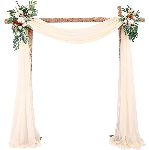 HUHJYUGE Querbehang Schwarz Hochzeitsbogen Deko Gardinen Hochzeit Vorhang Tüllstoff Freihanddeko Gardinen Chiffon vorhänge Freihandbogen Hochzeitsvorhang (3 1000cm)