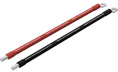 Offgridtec 1m Batteriekabel 16mm² M8 Öse zu Schraubklemme, flammwidrig | Öl-, Kälte- & UV-beständig, für Geräte mit M8-Schraubterminal, Laderegler, Wechselrichter & Batterieladegeräte (rot/schwarz)