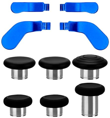 Ceozon Replacement Thumb Grips Back Paddles 10 in 1 Metal Stainless Steel Trigger Locks Thumbsticks Back Buttons Repair Accessories Kit for Xbox One Elite Controller Series 2 Xbox One Elite (Blue)