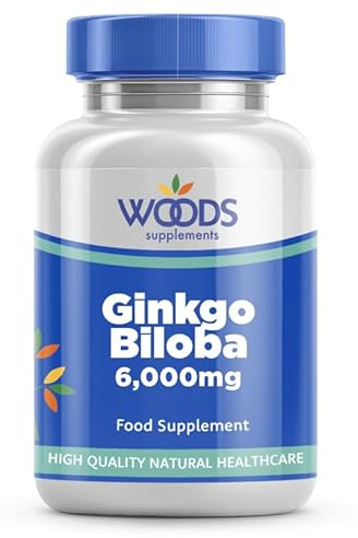 Woods Supplement - Ginkgo Biloba 6000mg (180 Tablets) | Supports Memory, Concentration & Brain Function | for Vegetarians & Vegans | 6000mg per Tablet | Used for Centuries in Chinese Herbal Medicine