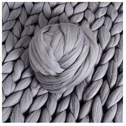 Riesengarn 500 g Garn DIY sperrige Arme Roving Strickdecke Dickes grobes Garn handgestrickt Häkeln Hut Schal Nähgarn (Farbe: Grau)
