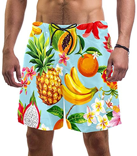 Badehose Für Herren Bunte Frucht Ananas Drache Papaya Banane Badeshorts Schnelltrockend Männer Badehose Moderne Herren Sommer Badehosen, Für Strand, Pools, Surfen, L