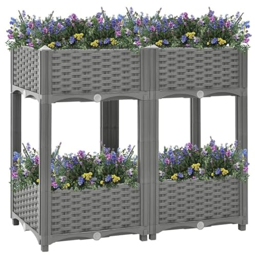 Aiuola Da Giardino Rialzata A 2 Livelli, Fioriera In Plastica Fuori Terra 80x40x71 Cm, Fioriera Da Esterno Rialzata Sopraelevata, Vassoio For Coltura Di Piante Modulare Compatto, For Piantare Ortaggi,