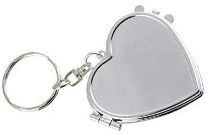 WRITWAA 2stücke Kompakter Doppelseitiger Klapp-taschenspiegel Schlüsselanhänger Herzform Silber Mini Make-up-spiegel Klein Leicht Tragbar Vielseitig Für Schlüssel Rucksack Handtasche