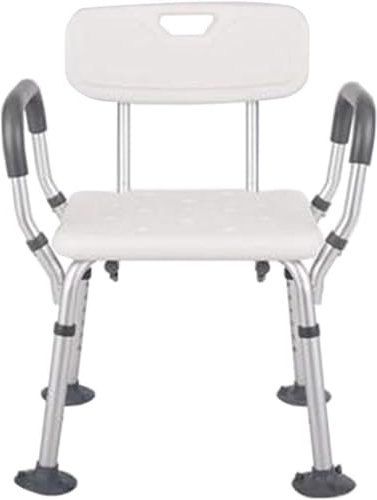 HPTHLY Bath Stools Shower Chair with Back with Anti Slip Rubber Tips White Bathtub Lift Chair with Arms Anti Skid and No Slip Bathtub Seat