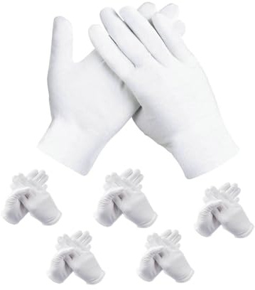 GUTE LINES Guanti da Lavoro, Guanti da Ispezione in Morbido Cotone, 100% Cotone, Comodi e Traspirante, per Cura delle Mani o in Assemblaggio, Controllo Gioielli ecc (12, L)
