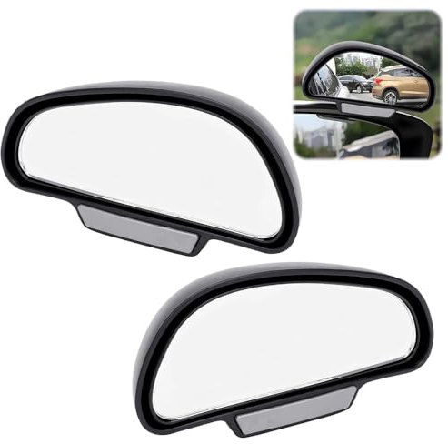 2pcs Miroir D'angle Mort Pour Rétroviseur, Miroir D'angle Mort de Voiture De Grand Angle, Rétroviseur Auxiliaire Réglable à 360 Degrés, Compatible avec Camion, SUV, Van,Noir