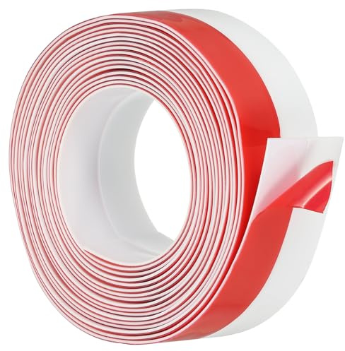 PATIKIL Nastro Sigillante In Silicone, 20 Ft X 2 Larghezza Autoadesivo Ferma Spifferi Per Porte, Per Interstizi, Sotto Porta, Porte Scorrevoli, Fessure Vetro Doccia, Bianco/Rosso
