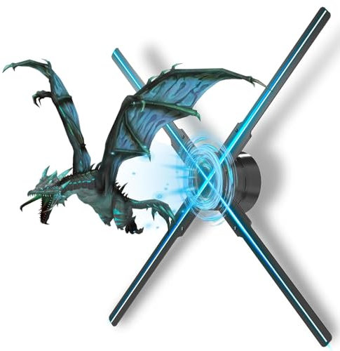 3D Hologram Fan, 3D Hologram LED Fan Projector, Holographic Fan Advertising Support APP+Remote+Bluetooth Audio+Splicing for Store, Halloween, Christmas,45cm