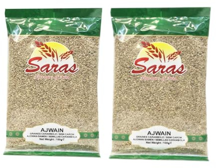 Saras Ajwain Seeds - 100g (Pack of 2) | Whole Carom Seeds | Aromatic Indian Spice for Cooking & Digestion | Natural & Pure