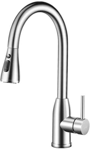 ZYB Wasserhahn Küche mit 3 Modi, Mischbatterie Küche 360° Schwenkbar, Einhebel Spültischarmatur Küche mit Hohem Bogen, Armatur Küche Edelstahl, Hochdruck Küchenarmatur mit Brause Ausziehbar