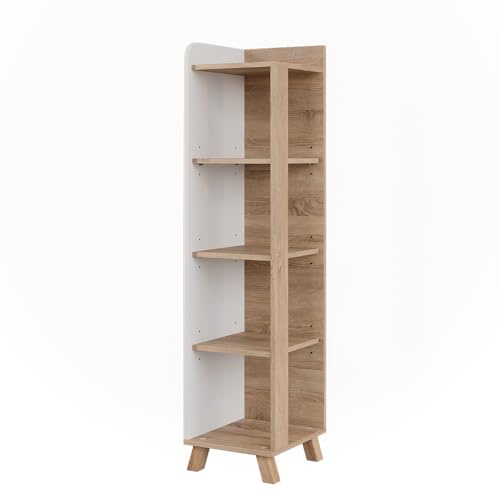 Vicco Badregal Karen, Sonoma/Weiß, 30 x 128 cm | mit 4 Fächern, zur Aufbewahrung von Badutensilien und kombinierbar