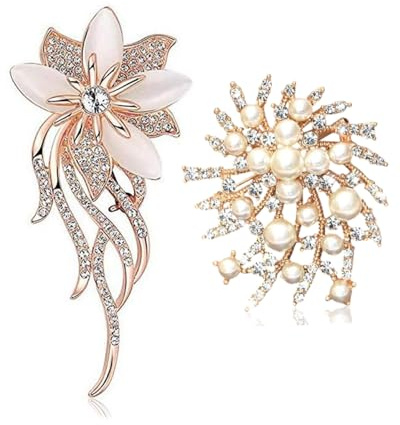 KGDUYC 2 pcs Broche Bouquet, Broche En Cristal Pour Femmes, Broche Femme,Broche chic bouquet de mariage, pour Cadeau d'anniversaire de Filles Fournitures de Fête de Mariage Noël