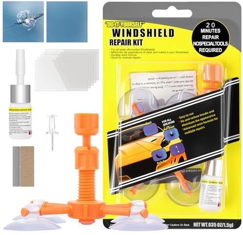 flintronic Windshield Crack Repair Kit, Car Windscreen Repair-Kit for Chips and Cracks, Professional Cracked Glass Repair Liquid, Quick Fix windshield Tool for Automotive, Car (Orange)