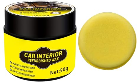 Pâte de cire pour voiture, agent de nettoyage de voiture avec éponge 50 g | Fournitures automobiles Pâte d'entretien intérieur pour moto, canapé, garage, phare, meubles de camping-car, pare-brise