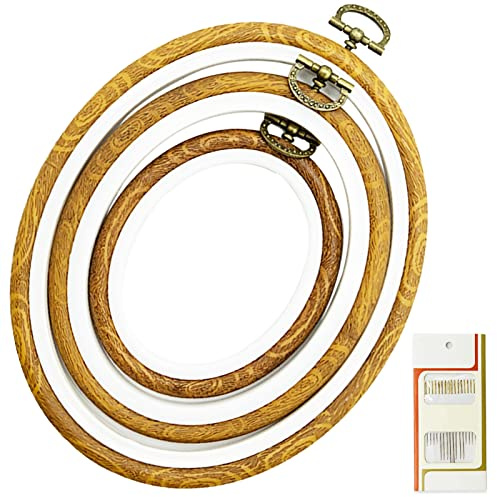 3 pezzi cornici per punto croce, cerchi da ricamo, telaio ricamo, 3 misure, in ovali, per fai da te, produzione a punto croce, display, pittura su tessuto, ricamo