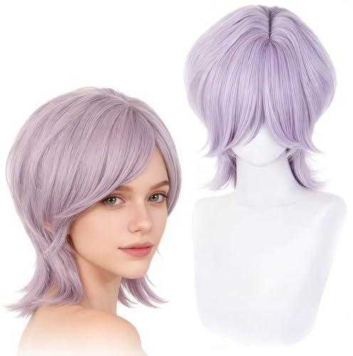 Perruque Viola Chiaro Cosplay Pour, Parrucche Per Costumi Anime Per Uomini E Donne, Capelli Da Cantante Pop, Halloween, Accessori Per Cosplay