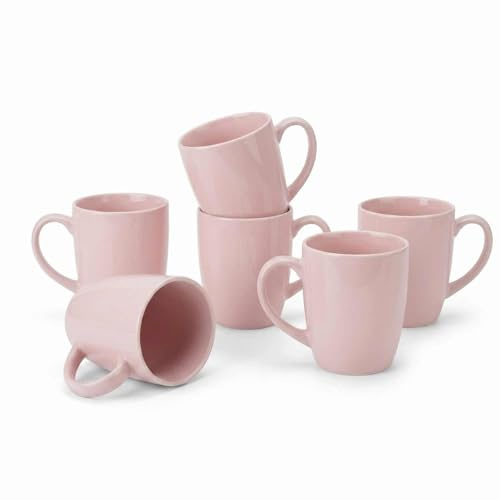 superyes Modern Minimalist Ceramic Coffee Mugs Set 6, Pink, 16oz Large Cups, Microwave and Dishwasher Safe