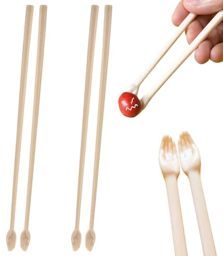 2 Pairs Helping Hand Kids Chopsticks, Funny Little Hand Shaped Reusable Non-Slip Chopstick with Cute Palms Novelty Gift Chopsticks for Kids & Adults Food Lovers