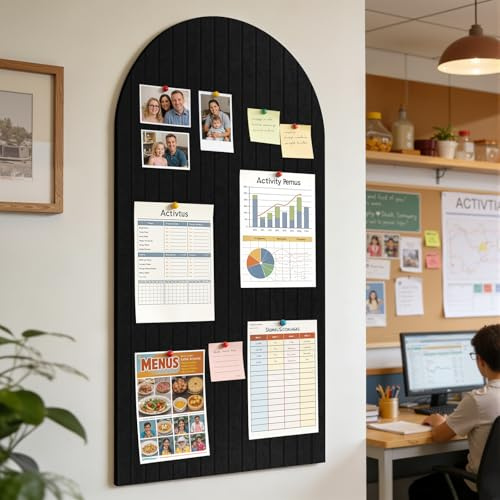Filz Pinnwand 120x60cm Schwarz Faltbare Pinnwand Kork Alternative | 0,9cm Dick Memoboard mit 50 Pinnadeln 40 Spurloser Kleber Hochhaftend Pinnwand Ohne Bohren für Büro Schulen Küche Hause