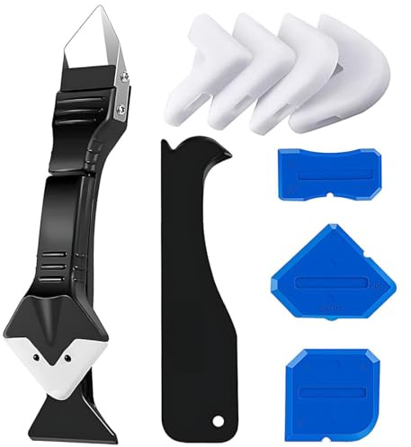 UIEXAY Racler La Colle Multifonctionnel, Outils De L'Enlève Joint, Kit De Lisseur De Joints Silicone Grattoir À Coulis Avec Grattoir D’Angle