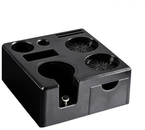 MoSundi Stazione di pressatura per caffè espresso regolabile per portafiltro con compatibilità da 51 a 58 mm, tappetino antimanomissione in materiale ABS, base antiscivolo, nero