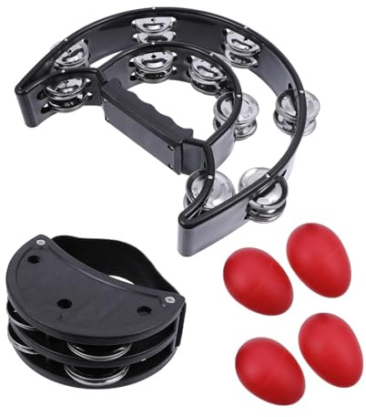 Pandereta con pie Pandereta de pie mano 6 uds., doble fila, platillos Metal for dedo, conjunto instrumentos ritmo sonido brillante for música