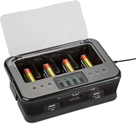 EUROtops Universelles Ladegerät für Akkus und Batterien AAA AA C D 9V