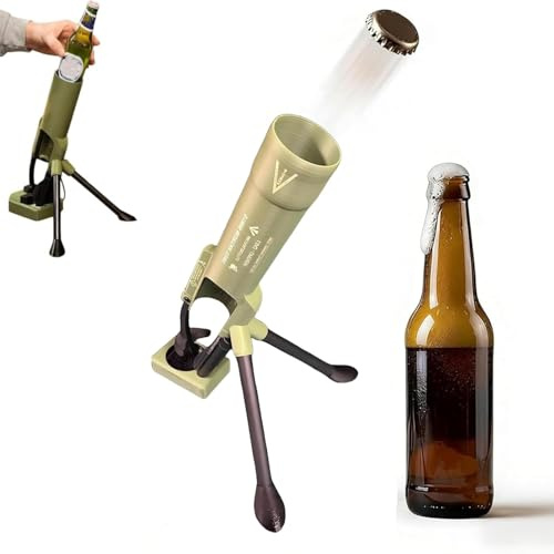 Flaschenöffner, 2026-NEW Bier Bierflaschen Bieröffner Öffner, 51mm Beer Bottle Mortar Bierflaschenöffner Schwerlast Taktischer Kappenwerfer Witziger für Bars Schreibtische Regale (A)