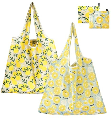 2 Stück Faltbare Einkaufstasche Wiederverwendbare Einkaufsbeutel Großes Fassungsvermögen Leicht und Tragbar Shopping Bag für Einkäufe Reisen und Alltag Mit Süßem Motiv Modernes Praktisches Design