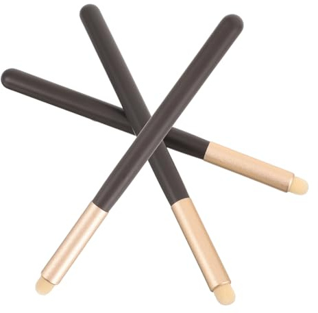 MALUGOGO Set 3 Pennelli per Labbra e Ombretti Nero Design Ergonomico in Fibre Artificiali e Legno per Applicazioni Professionali e Domestiche