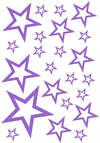 Samunshi® Sterne Aufkleber Set Outline 14x2,5cm6x5cm2x7,5cm1x10cm lavendel