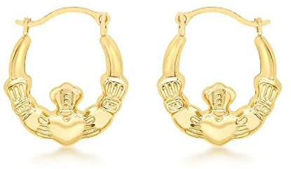 CARISSIMA Women's 9ct Yellow Gold Claddagh Creole Earrings