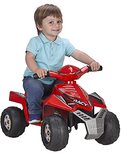FEBER - Quad Racy 6V, Voiture Électrique pour Enfants de 18 Mois à 3 Ans, avec Accélérateur, Grandes Roues Robustes pour la Stabilité, Batterie Jusqu'à 40 Min, Chargeur Inclus, Famosa (800011252)