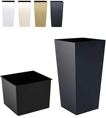 Pflanztopf Blumentopf Pflanzkübel Blumenkübel Eckig mit Einsatz 3 Größen 4 Farben NEU Übertopf (42cm Anthrazit)