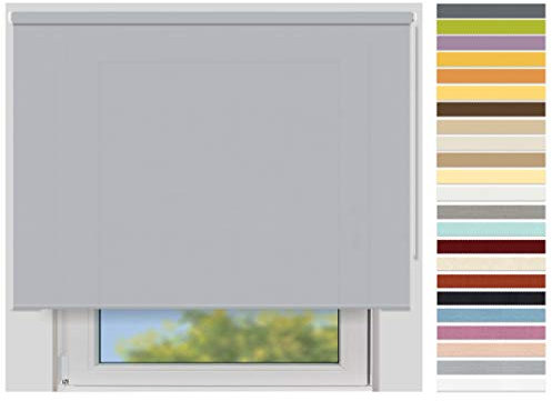 EFIXS Sichtschutzrollo Maxi - Rollos nach Maß - 32 mm Rollowelle - Stoffbreite bis 250 cm, Höhe bis 300 cm - Hier: bis 250 cm x 190 cm (BxH) - hellgrau (4934) - mit & ohne Bohren