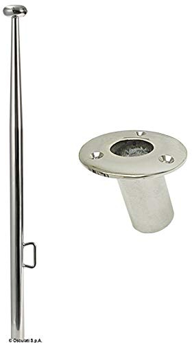 Lindemann Flaggenstock Flaggenhalter mit Halterung schräg zum Einlassen 90cm Länge