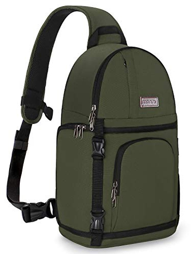 MOSISO Kameratasche Brust, DSLR/SLR/Spiegellose Kamera Rucksack Tasche Stoßfester Fotografie Rucksack mit Stativhalterung & Wechselbare Modulareinsätze Kompatibel mit Canon/Nikon/Sony/Fuji, Heer Grün | Für Kamera mit Stativhalterung & abnehmbaren modularen Einsätzen kompatibel mit Canon/Nikon/Sony/Fuji, Militärgrün