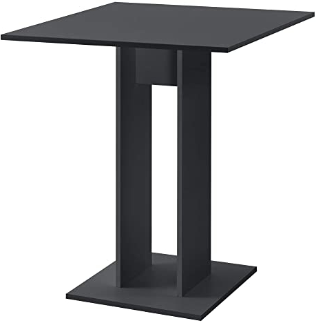 [en.casa] Küchentisch 'Lindesnes' Quadratisch 65 x 65 x 78 cm Säulentisch Esszimmertisch aus Spanplatte Speisetisch Tisch Dunkelgrau matt