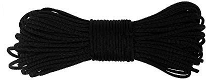 Paracord Planet 550 Paracord Survival – U.S. Military Typ III – 7 Stränge 4 mm Durchmesser – Wandern, Camping, Outdoor-Aktivitäten, 30 m, Schwarz