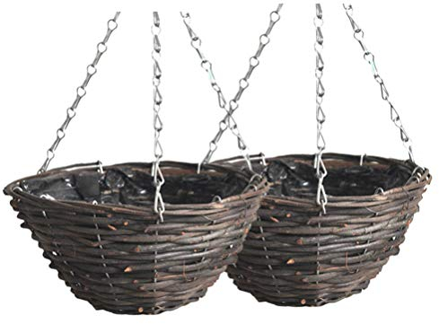 YARNOW 2stücke Geflochtener Hängeblumentopf Aus Rattan Hängepflanzentopf Für Außenbereich Wandhängepflanzgefäß Für Pflanzen Hängetopf Für Balkon Und Terrasse