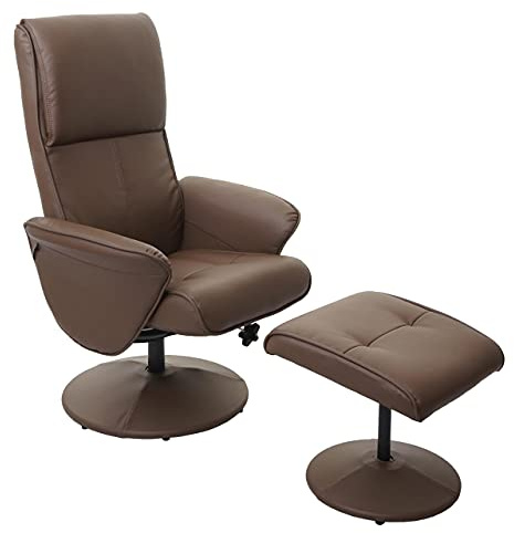 Mendler Relaxsessel Helsinki - Kunstleder, Taupe | Fernsehsessel, Relaxliege, TV-Sessel, mit Hocker