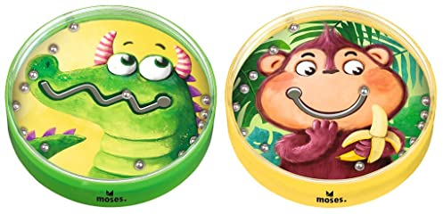 Moses. Geduldsspiel mit Tiermotiven für Kinder ab 3 Jahren, 2er-Set, Geschicklichkeitsspiel, Kugelspiel zur Förderung der Koordination und Feinmotorik